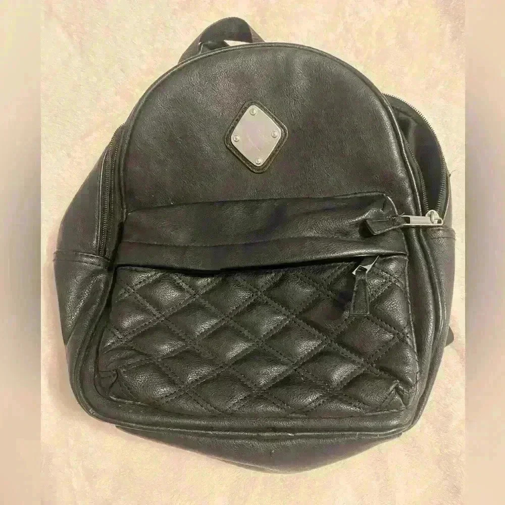 Claire’s Girls black quilted faux leather mini backpack bag